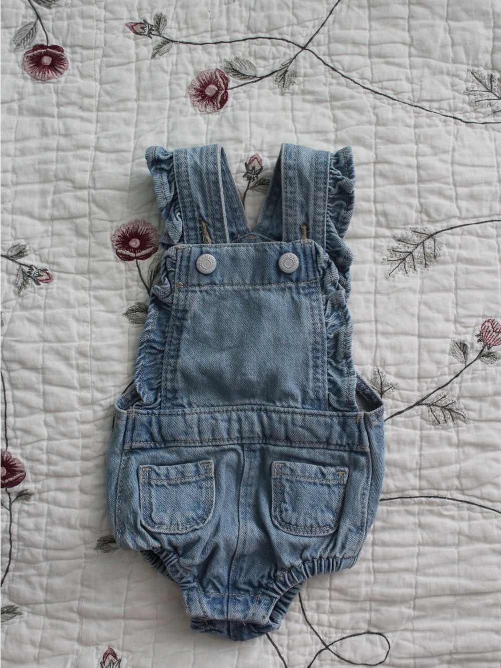 Old Navy Light Blue Denim Ruffle Strap Baby Overalls